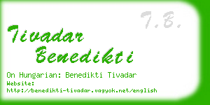 tivadar benedikti business card